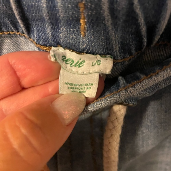 Aerie Light Blue Jean Shorts with Drawstring - Picture 2 of 5